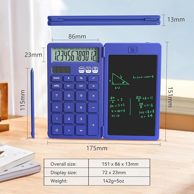 Desk Calculator with Erasable LCD Notepad Calculators ROATEE Desktop Basic Calculators for Middle School Cute Pocket Solar Calculator Office Desk Accessories Supplies Home Office Essential Big Button