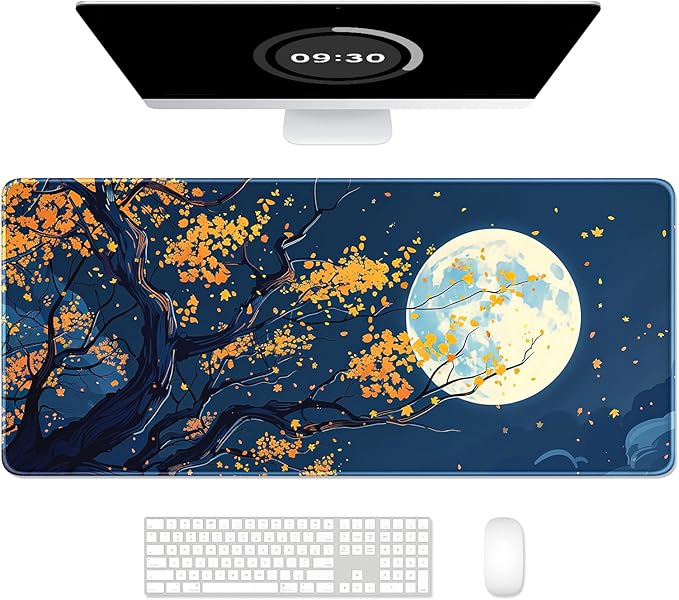 Auhoahsil Large Gaming Mouse Pad, Nature Theme XXL 35.4 x 15.7 in Desk Pad Stitched Non-Slip Rubber Long Computer Mousepad Thin Extended Full Size Desk Mat for Desktop Laptop Wireless Mice, Maple