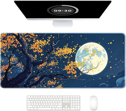 Auhoahsil Large Gaming Mouse Pad, Nature Theme XXL 35.4 x 15.7 in Desk Pad Stitched Non-Slip Rubber Long Computer Mousepad Thin Extended Full Size Desk Mat for Desktop Laptop Wireless Mice, Maple