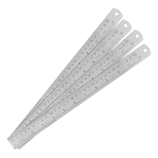 20 Pack 12 Inches Stainless Steel Ruler, Precision Metal Rulers, Straight Edge Ruler for School, Office, Woodworking, Engineering