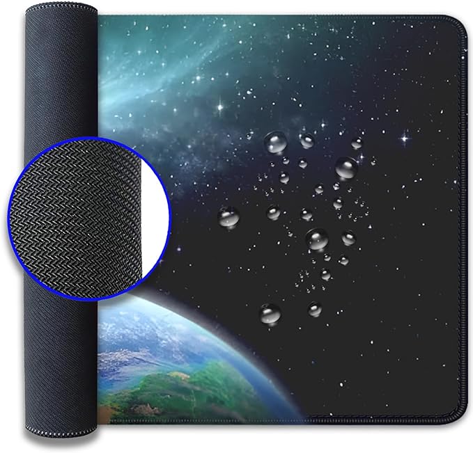 Earth and Starry Sky Large Desktop Mouse Pad, Desk Mat for Keyboard and Gaming, Office Home Work (27.5X11.8 in)