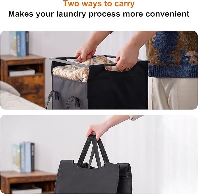 Heybly Laundry Hampers, 4 X 12.5 Gal Laundry Basket with Large Desktop Sorter for Laundry Room organization, Bathroom and Dorm Laundry Bags on Storage Shelf, Rustic Brown HLH004SR