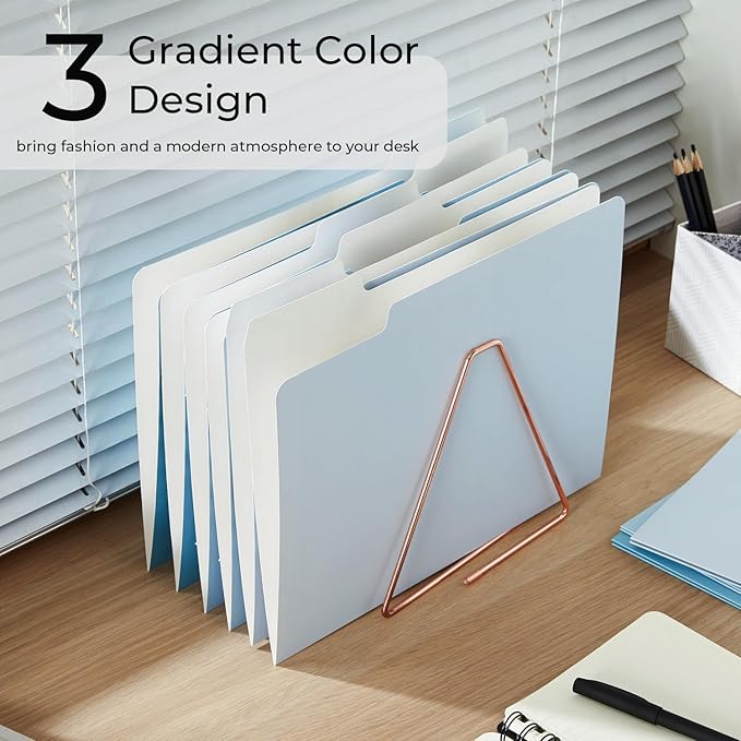 Y YOMA 12 Pack Colored File Folders Letter Size Gradient File Folder with 1/3-Cut Tab Cute Pretty Decorative Heavyweight Filing Folder File Organizers for Office School Home Desktop, Lake Blue