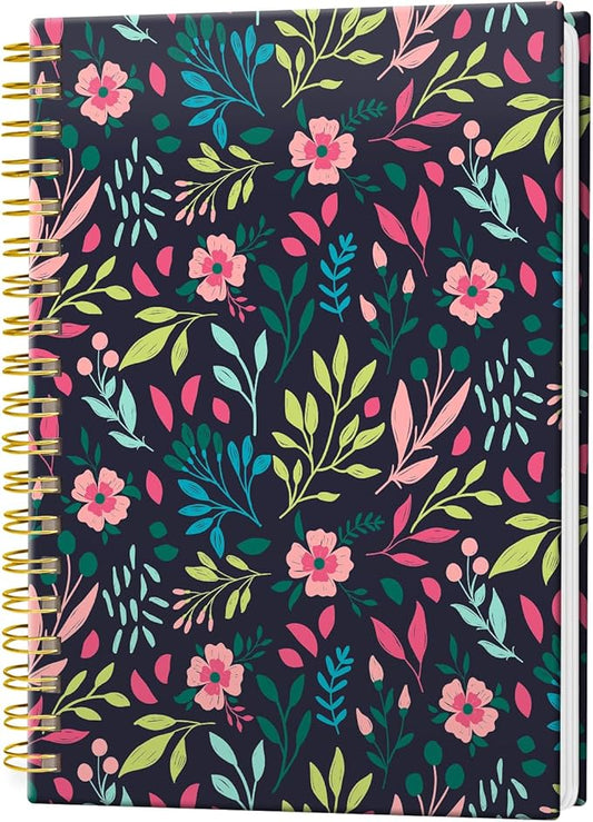 Spiral Journal Notebook, Hardcover Lined Journal for Women, Medium 6 x 8.4 in, 120 Pages Thick Paper, College Ruled Notebook for Writing, Work, Office, and School,Beautiful Garden Florals
