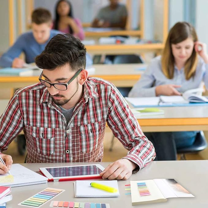 2400Pcs Sticky Tabs Book Tabs, Translucent Sticky Notes, Repositionable Book Markers, Morandi Book Flags Strip, Writable Book Annotation Supplies, Page Tabs, File Index Tabs (2400)