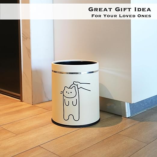 Juju Cat Trash Can - Cat Decor Garbage Can - Small Waste Basket for Bedroom - Garbage Bin Trashcan - Wastebasket Dustbin Trash Cans (Bye)