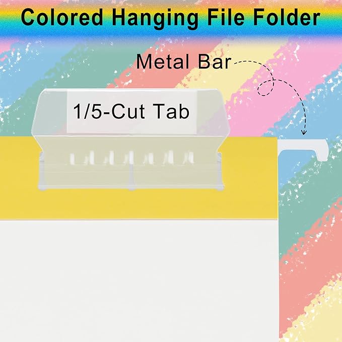 Hanging File Folders,6 Pack Yellow Letter Size Hanging File Folders with 1/5-Cut Tabs,Ideal for Home and Office Organization and Papers Classification