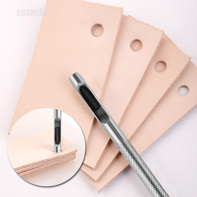 6PCS Hollow Leather Hole Punch Set (1.5mm-4mm) for Belts, Watch Bands, Leather Craft, Round Hole Punch Tool for Belt, DIY, Leatherworking, Repair Tools -ASONTAO