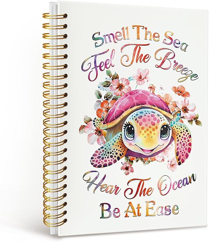 MOFUYU Cute Sea Turtle Journal for Women,Beach Notebook,Inspirational Ocean Notebooks,Cute Notebooks for School Work Women Girls,Gifts for Beach Lovers 5.5x8.3 Inch