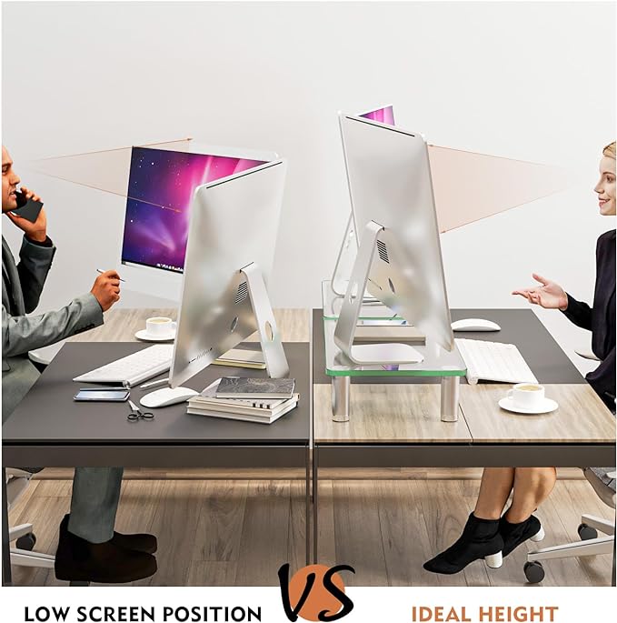 2 Pack Computer Monitor Riser with Height Adjustable Multi Media Desktop Stand for Flat Screen LCD LED TV, Laptop/Notebook/Xbox One