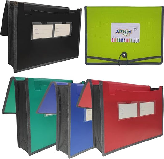 Premium Quality Plastic Expanding File Folder Document Organizer, 3.5" Expansion, A4 Letter Size for Home School Office Organization, 5 Pack