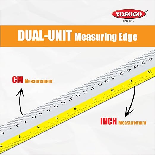 12 Inch / 30 cm Assorted Color Aluminum Ruler in Inch and CM Scale with Hanging Hole | Pack of 6