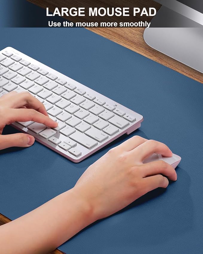 Large Desk mat, Leather Desk Pad Protector,Office Desk Mat,Mouse Pad, Non-Slip Desk Blotter, Laptop Desk Pad, Waterproof Desk Writing Pad for Office&Home (Grey Blue, 55" x 17")