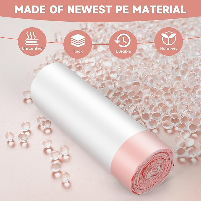 Small Trash-Bags-Bathroom 4 Gallon Drawstring Garbage-Bag - Kitchen Bedroom Car Size Unscented Clear White 90 Count Recycle Plastic Tall Liners for Office Outdoor Garden Waste Basket Can Heihaily