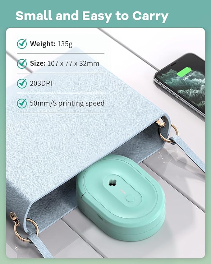 Label Maker Machine with Tape, N12 Portable Bluetooth Label Printer, Wireless Mini Label Makers Thermal Sticker with Multiple Templates for Home, Kitchen, School, Office Organization, Green