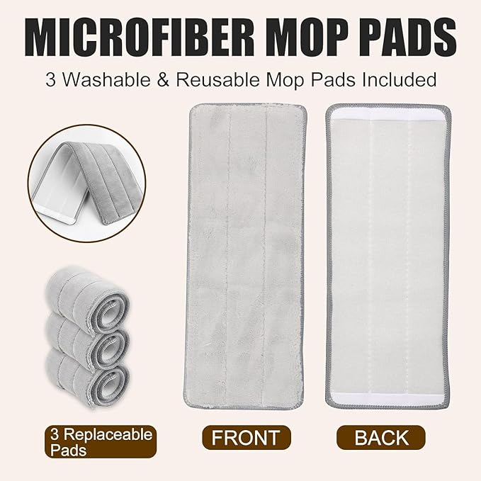 Mop Pads Replacement, 6 Pack mop Head Replacement Washable Microfiber Pads (XF-Padsx6)