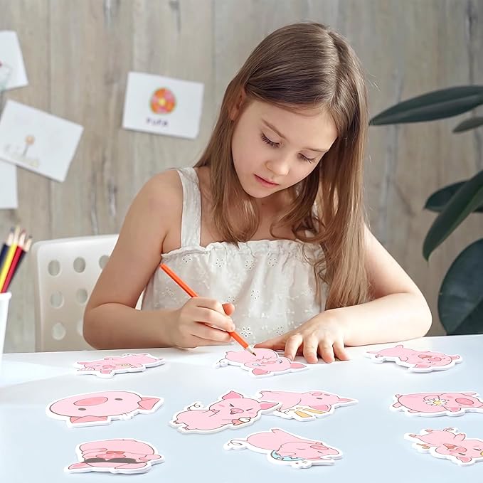CJiangpo 30Pcs Piggy Sticky Notes Cute Pig Sticky Note Pads, 600 Sheets Self Stick Notepad Memo Pads Funny Page Marker Classroom Rewards Back to School Animal Themed Party Favors Filler Gift