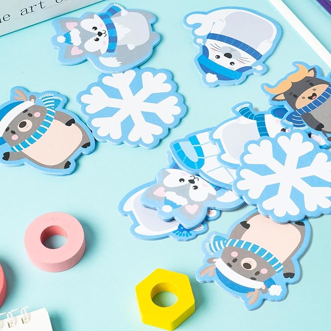 ANGOLIO 30Pcs Polar Animals Sticky Notes - Cute Arctic Theme Memo Pads for Journaling Office Supplies, Winter Animal Design Motivational Notepads