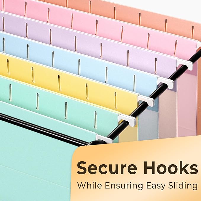 SUNEE 6 Pack Hanging File Folders,Hanging File Folders Letter Size with 1/5-cut Tabs, Assorted Macaron Colors Folders,Stay Organized for Your Home and Office Bulk File and Documents