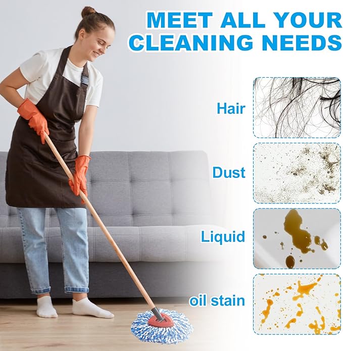 10 Pack Mop Replace Heads Compatible with O-Cedar Easywring Rinseclean 2-Tank System, Spin Mop Head Replacement, Microfiber Mop Refills for Deep Cleaning, Washable and Reusable