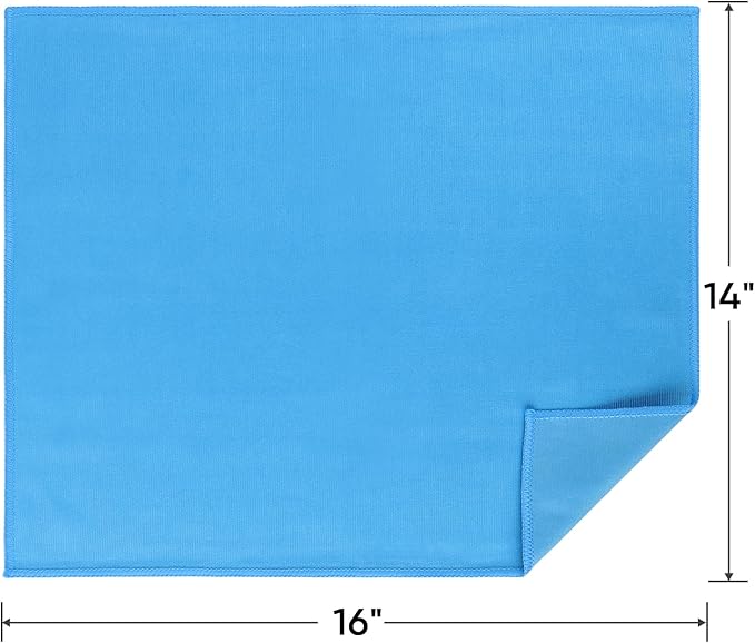 HOMEXCEL Microfiber Glass Cleaning Cloths 6 PK, Lint Free Streak Free, Reusable Microfiber Cleaning Cloth for Cleaning Windows, Glasses, Mirrors, Screens, Stainless Steel, and More, Blue-14”×16”