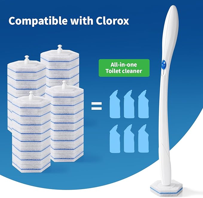 oshang Toilet Cleaner Refills, Toilet Refill Pads, Disposable Toilet Brush Heads for Toilet and Bathroom Cleaning, Compatible with Clorox Toilet Brush (20 Count)