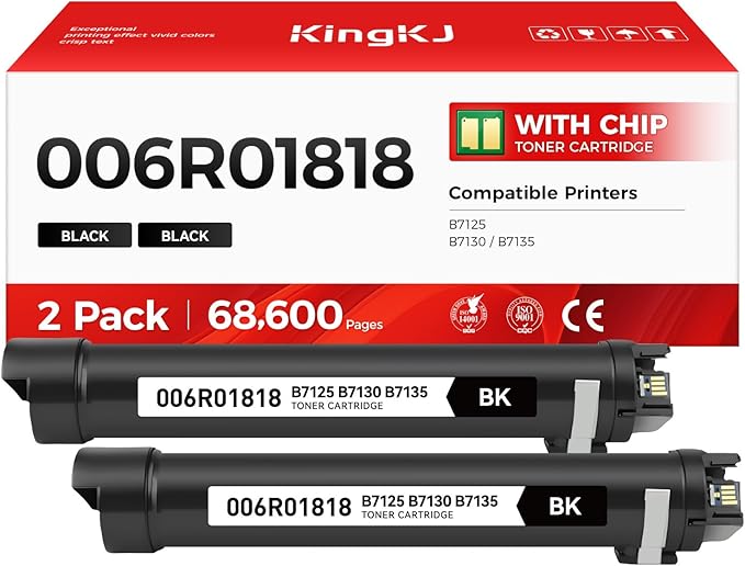 Versalink B7125 B7130 B7135 Black High Capacity Toner Cartridge 2-Pack Replacement for Xerox 006R01818 Toner Compatible with Xerox Versalink B7125 B7130 B7135 Laser Printer Ink All-in-One Copier Copy