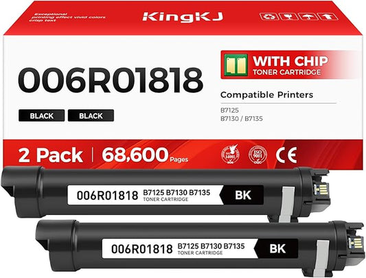Versalink B7125 B7130 B7135 Black High Capacity Toner Cartridge 2-Pack Replacement for Xerox 006R01818 Toner Compatible with Xerox Versalink B7125 B7130 B7135 Laser Printer Ink All-in-One Copier Copy