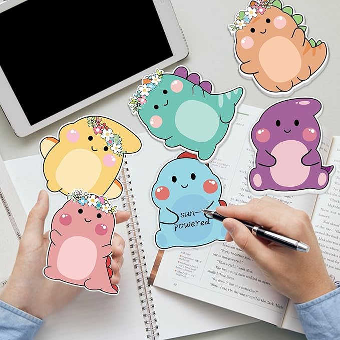 600Pcs Cute Sticky Notes, Cartoon Dinosaur Sticky Note Pads, Fun Sticky Notes Animal Notepads Self Stick Memo Pads Removable Funny Post it Notes for Students School Home Office Supplies
