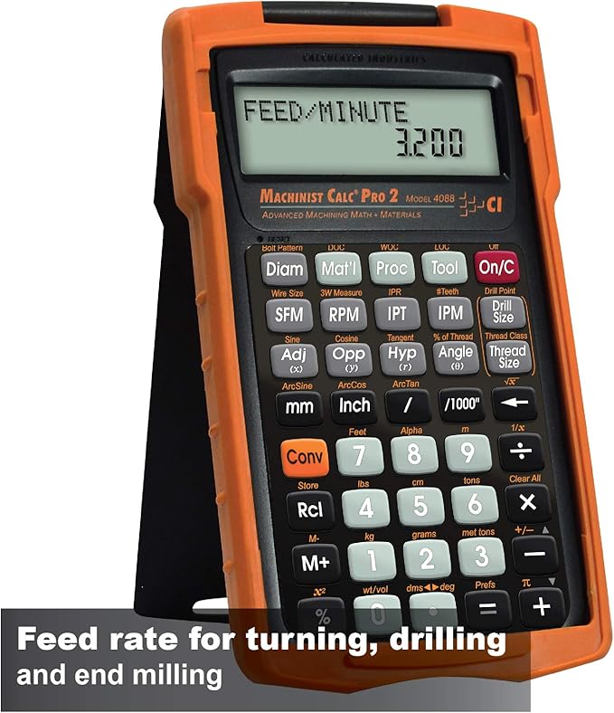 Calculated Industries 4088 Machinist Calc Pro 2 Advanced Machining Calculator | Speeds and Feeds, DOC, LOC and WOC for Materials and Tool settings | Machinists, Setters, Tool & Die Makers, Shop Owners