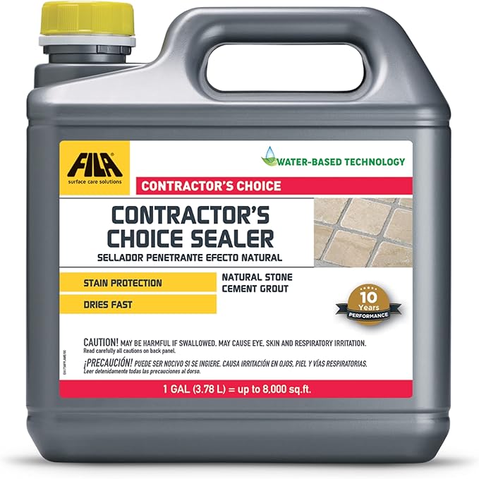 FILA Surface Care Solutions, CONTRACTOR'S Choice Sealer, Tile and Grout Sealer, Natural Stone Sealer Outdoor and Indoor, Waterproof, Stain Proof, Penetrating and Impregnator Sealer, 1 GAL