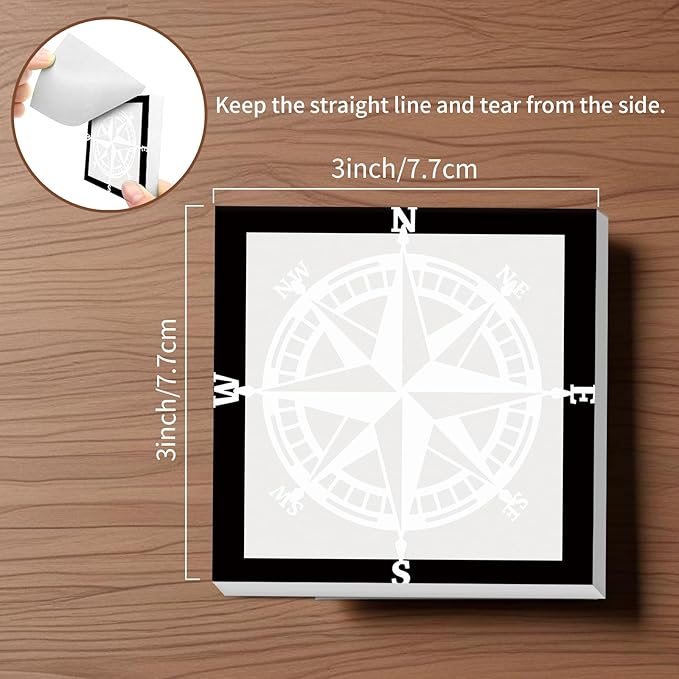 Sticky Notes, 2 Pads, 3x3 inches, Cute Colorful Fun Self-Stick Note Pads, Easy Post, Strong Adhesive Notepad White Compass Design