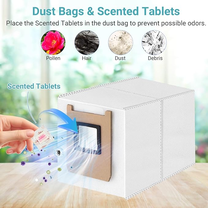26 Count Replacement Kit for Eufy E25 / E28: 1 Pair Main Brushes, 2 Roller Mops, 4 HEPA Filters(Right), 6 Side Brushes, 6 Dust Bags, 6 Scented Tablets (for Dust Bag Odor Control) + Cleaning Brush