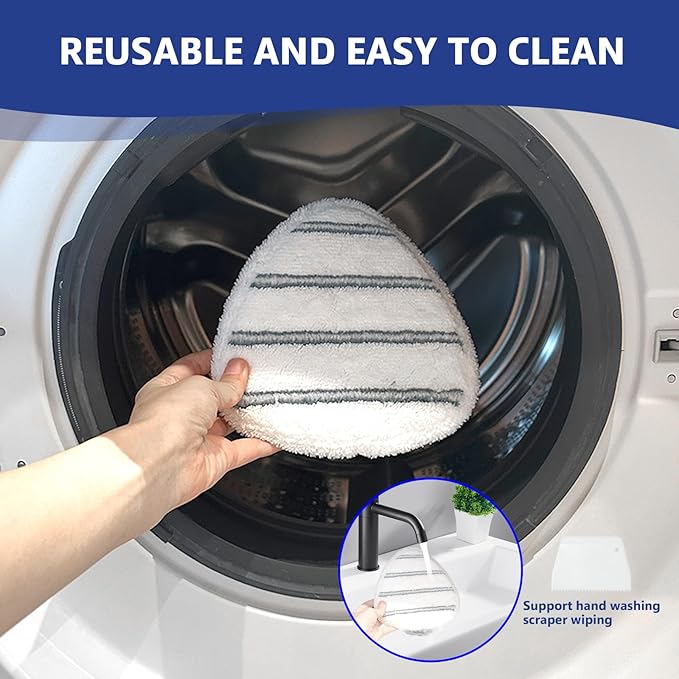High-PQ Flat Mop Head Replacements, Microfiber Mopping Pads Refills, 5-Pack Spin Mop Pads + 1 Plastic Pad &1 Scrape for Floor, Wall & Ceiling Cleaning - Fits EasyWring & RinseClean Systems