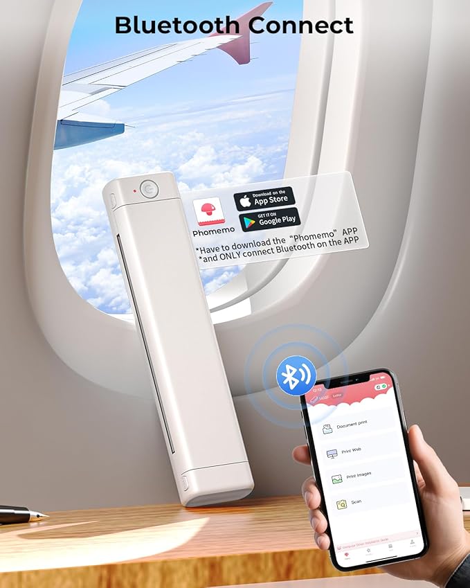 Phomemo M08F Portable Printers Wireless for Travel, Thermal Printer Support 8.5" X 11" US Letter Thermal Paper, Bluetooth Inkless Printer Compatible with iOS, Android, Laptop for Travel, Office, Home