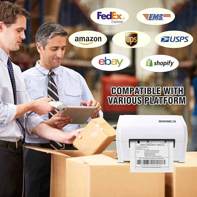 NUCOUN Bluetooth Shipping Label Printer, Thermal Printers 4x6 for Small Business, Label Maker for Ebay, Amazon, Shopify, Etsy, USPS,UPS