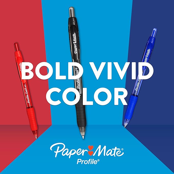 Paper Mate Gel Pen Profile Retractable Pen 0.7mm Black 12 Count