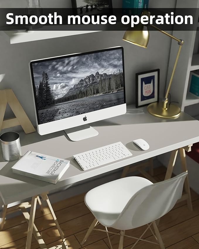 Extra Large Desk mat, Leather Desk Pad Protector,Office Desk Mat,Mouse Pad, Non-Slip Desk Blotter, Laptop Desk Pad, Waterproof Desk Writing Pad for Office&Home (Light Grye, 55" x 17")