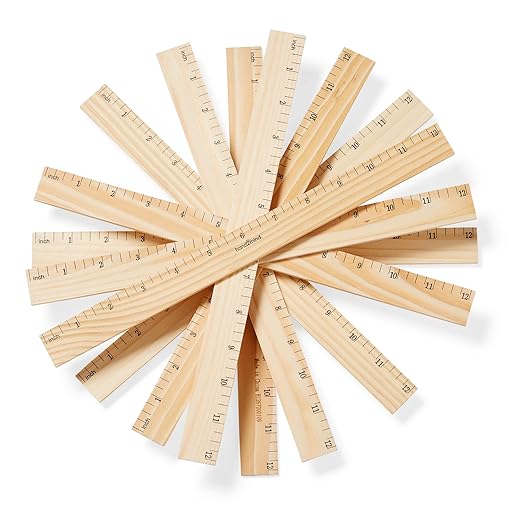 hand2mind 12 inch Wood Rulers with 1/4 Divisions, Pack of 10