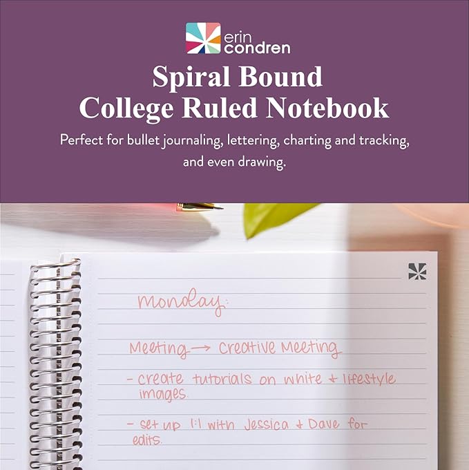 Erin Condren 8.5" X 11" Spiral Bound Productivity Notebook, Kaleidoscope Colorful, Functional 160 Lined Page and 80Lb Thick Paper Spiral Notebook, Stickers Included