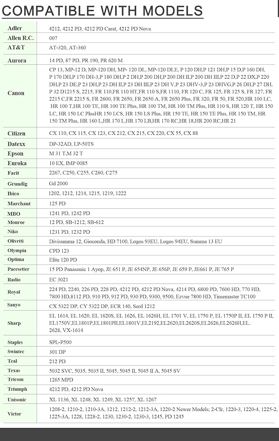 2 Pack Compatible Calculator Ribbon Replacement for Casio hr-100tm hr-170rc IR-40T Calculator Ink Roller Compatible with Casio HR-100TM Canon P23-dhv Sharp EL-1801V, Individually Sealed, B/R