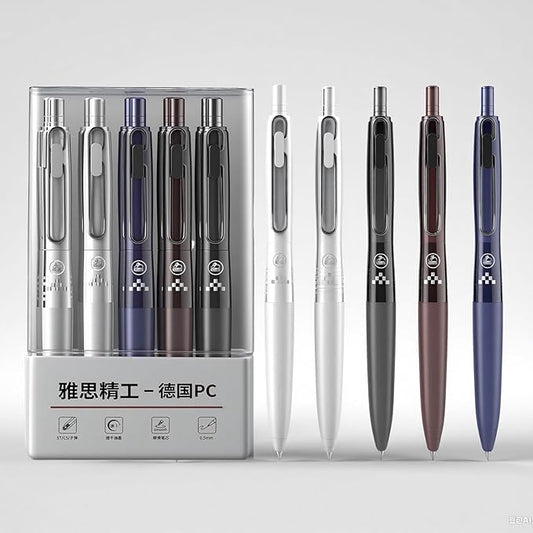 10 Pack Retractable Gel Pens, 0.5mm Fine Point Black Ink - Quick Dry & Smooth Writing for Journaling, Note Taking, School, Office & Artist