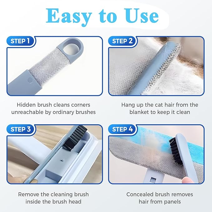 Multifunctional Pet Hair Remover, 2025 4 in 1 Washable Long Handle Cat and Dog Hair Removal Brush,Adjustable Lint Brush for Furniture, Couch, Carpet, Clothes and Laundry (2)
