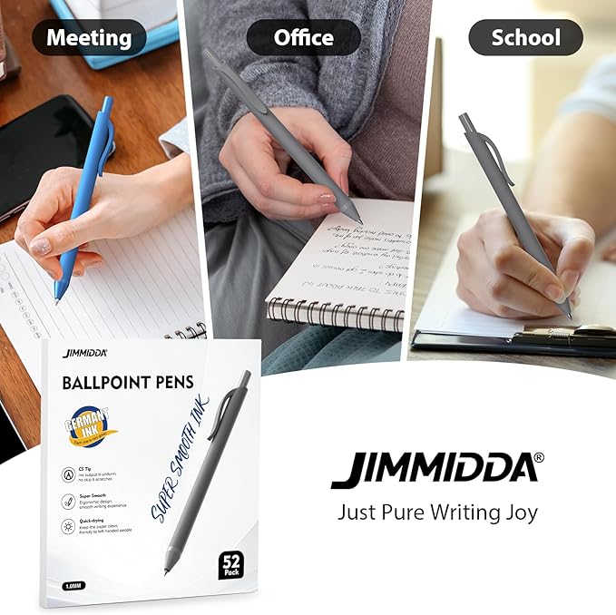 Pens Bulk, 52 Pack Ballpoint Black and Blue Ink, 1.0MM Medium Point Bluk Retractable for Smooth Writing, Quick Drying No Bleed Journaling for Office School Supplies Home Work