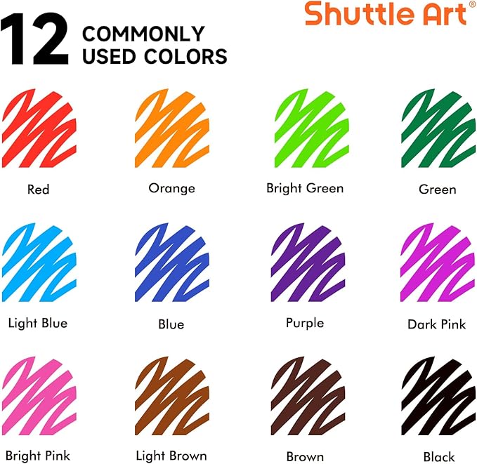 Shuttle Art Wet Erase Markers, 12 Colors 1mm Fine Tip Smudge-Free Markers, Use on Laminated Calendars,Overhead Projectors,Schedules,Whiteboards,Transparencies,Glass,Wipe with Water