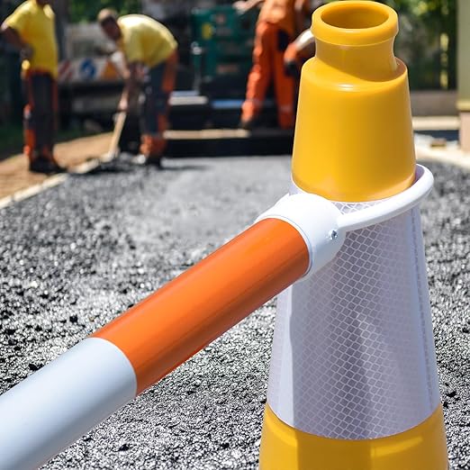 Fluorescent Orange/Green PVC Traffic Cones, Heavy Black Base Parking Lot Cone Structurally Stable Weatherproof Road Construction Safety Cones (4, Yellow, 28" Large)