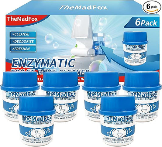 TheMadFox Toilet Bowl Cleaner 6 Bottles,Long-Lasting Toilet Tank Cleaner,Automatic Toilet Bowl Cleaner Tablets in Bottles for Tank Bathroom Powerful Cleaning Easy to Use,Up to 12 Months Total