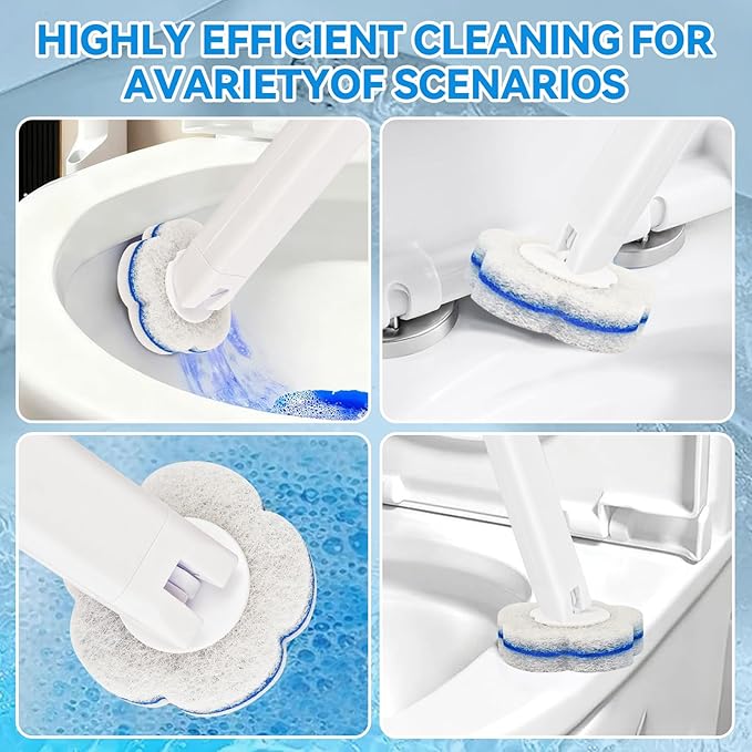 Disposable Toilet Brush,Toilet Bowl Cleaner,Toilet Cleaning Supplies,Toilet Bowl Brush,Automatic lid-Opening and Closing Toilet Brush with Holder, 48 Refills for Cleaning and Bathroom Maintenance