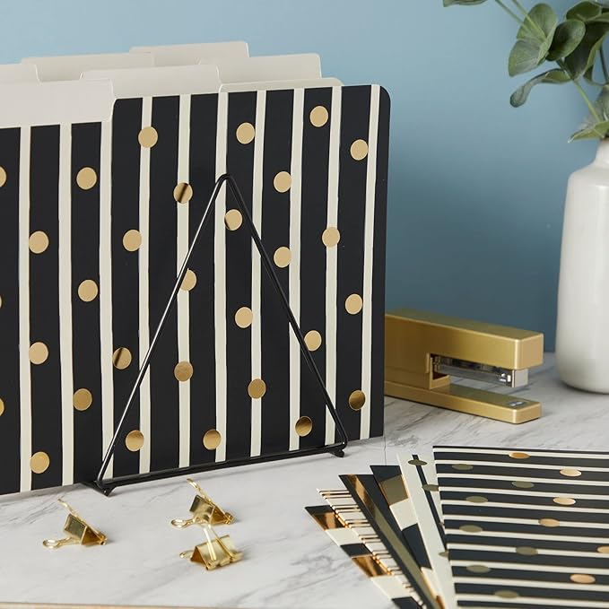 Paper Junkie Colored File Folders - 11.5 x 9.5 in, Gold Geometric, 12 Pack - Manila Folders with 1/3 Cut Tabs for File Cabinet - Desk Accessories & Cute Office Supplies