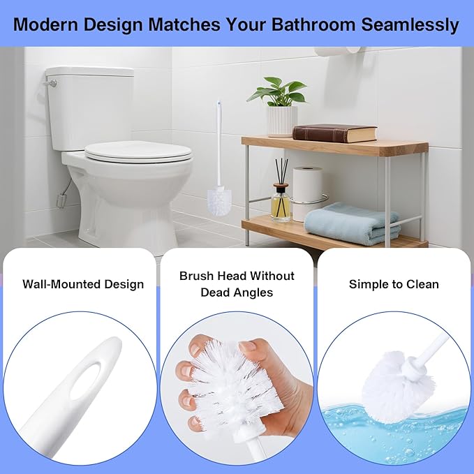 15 Pcs Toilet Brushes, 14.2 Inch Toilet Bowl Brush, Long Plastic Handled Cleaning Scrubber, Heavy Duty Toilets Scrubber Brush for Home Commercial Restrooms Bathroom Cleaning(White)